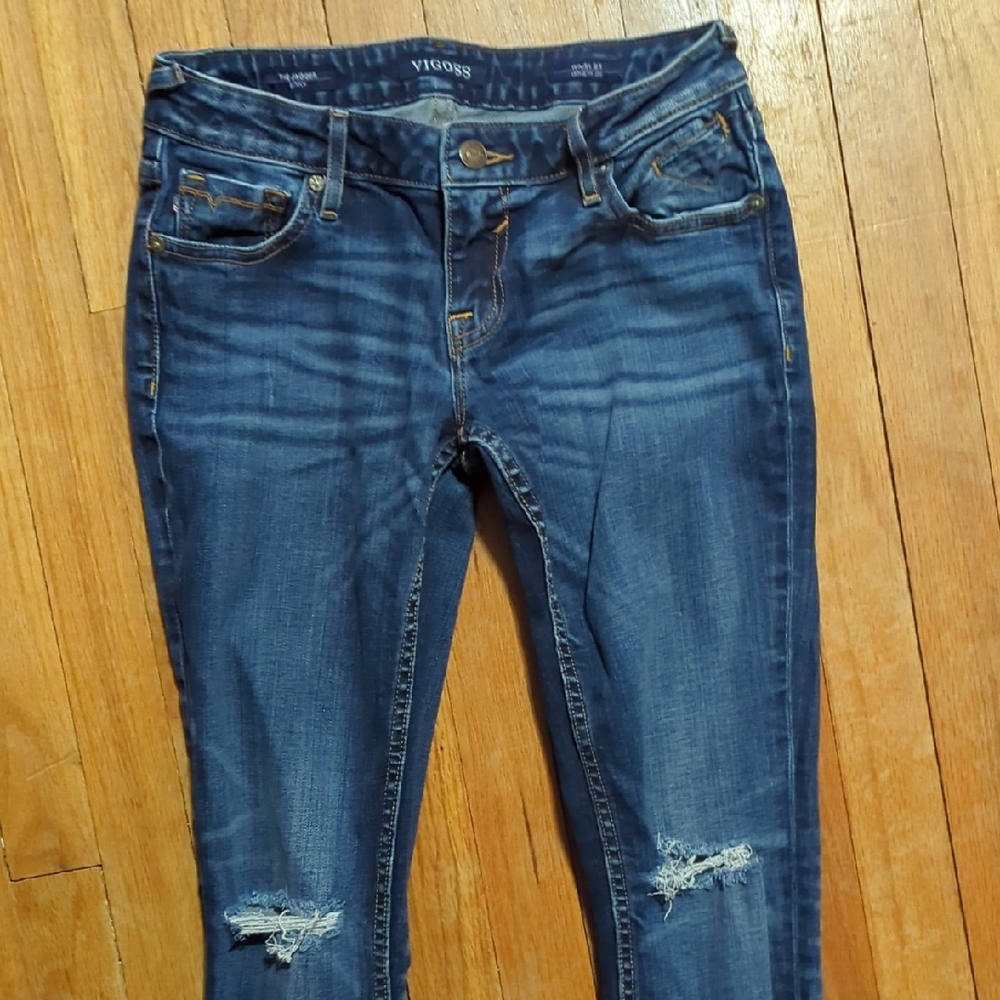 Vigoss Women's Dark Blue Ripped Skinny Jeans